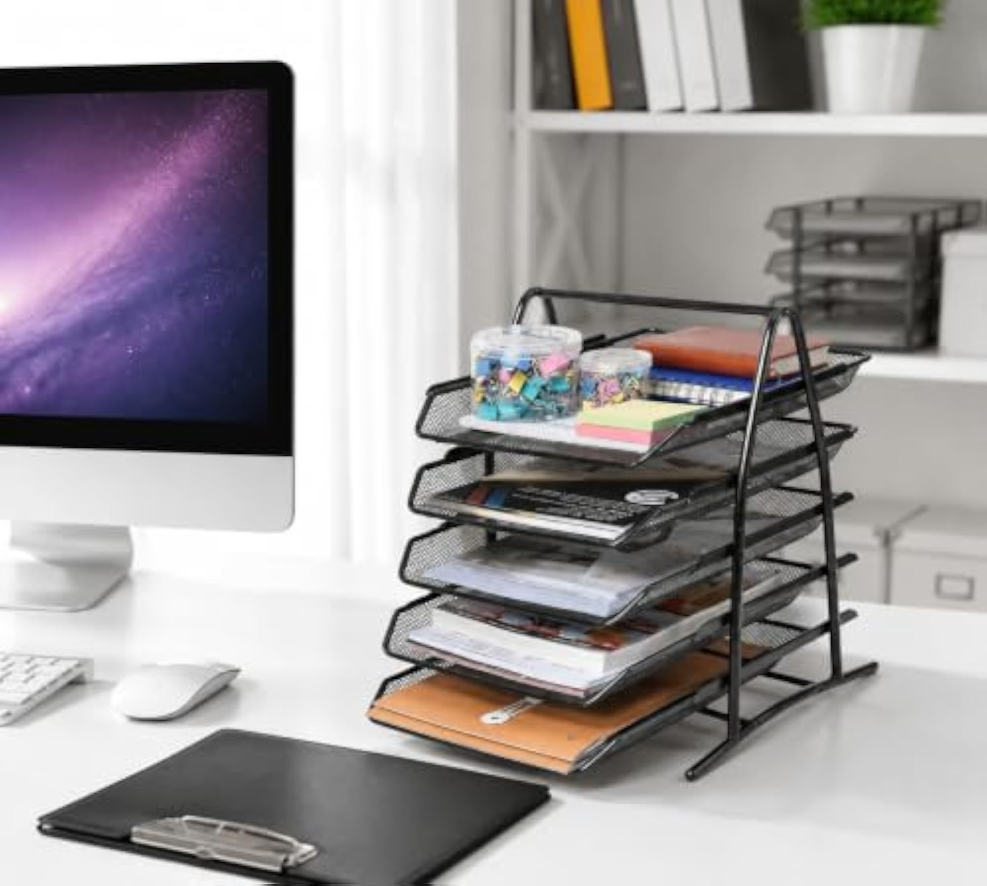 5 Tier Mesh Metal Desk Organiser for A4 Papers and Documents